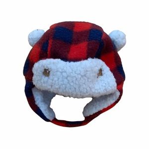 🌟3/$15🌟 Buffalo Plaid Navy and Red Fleece Hat Baby 0-3 M